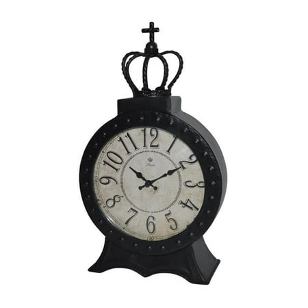 Jeco HD-C017 8 in. Metal Table Clock, Black