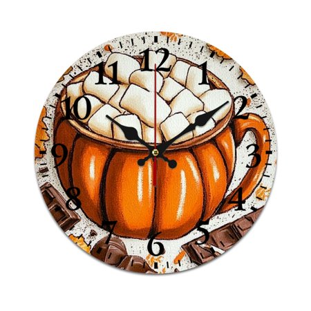 Jiayy Pumpkin Marshmallows Chocolate Fashionable PVC Wall Clock Silent and Non-Ticking Bathroom Clock for Living Room 25cm/9.84in