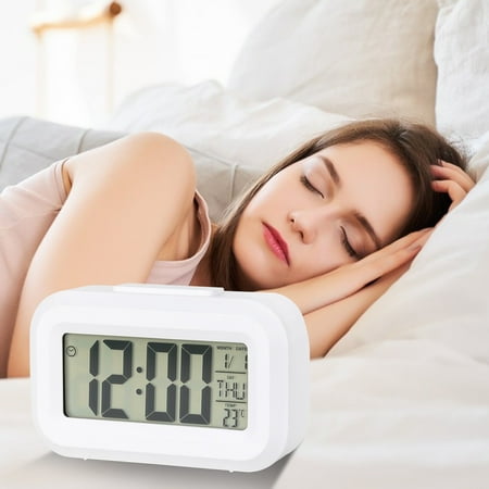 JMKQLZ Digital Alarm Clock, LED Clock for Bedroom, Electronic Snooze Desktop Clock 12/24H Switching Countdown Time for Home