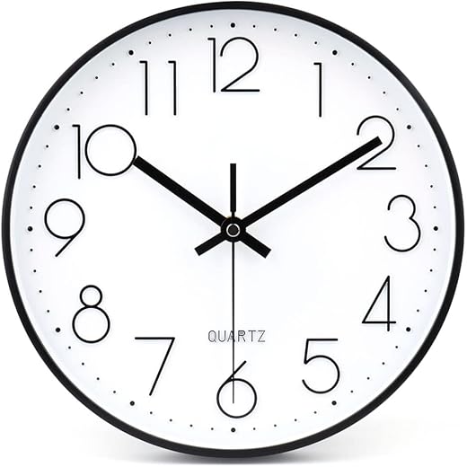 jomparis Small Wall Clock 8 Inch Black Wall Clocks Silent Non-Ticking for Bedroom Bathroom Kitchen