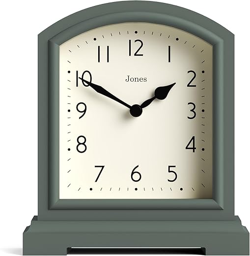 JONES CLOCKS® Tavern Mantel Clock - Traditional/Classic Design - Bedroom Clock - Living Room Clock - Office Clock - Mantel Clock - Desk Clock - Shelf Clock - Small Clock (Green)