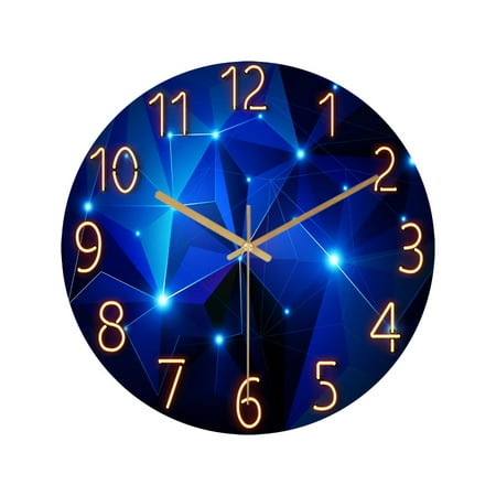 JWDX Alarm Clock Clearance Wall Clock Glass Geometric Clock Wall Quartz Silent Room Watch Clock Living Clock Purple