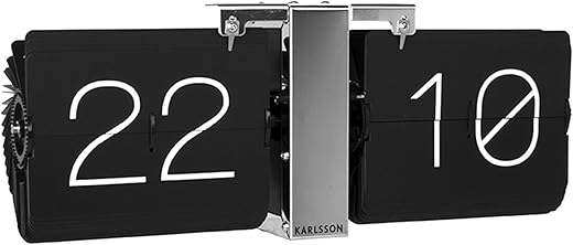 Karlsson Flip Clock No Case Black, Chrome Stand, Steel, 8.5 x 36 x 14 cm