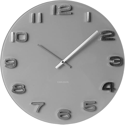 Karlsson Vintage Round Glass Wall Clock, Grey