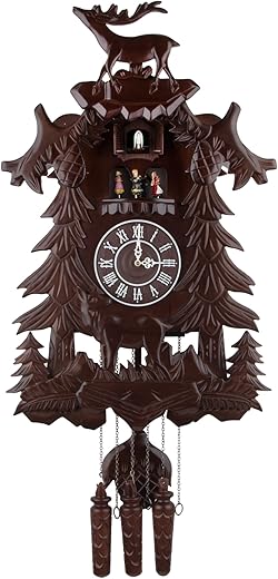 Kendal Vivid Large Deer Handcrafted Wood Cuckoo Clock with 4 Dancers Dancing with Music