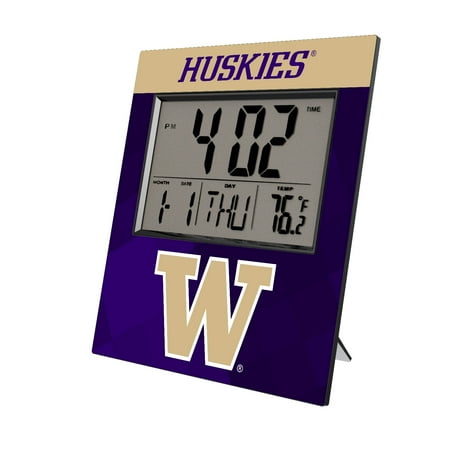 Keyscaper Washington Huskies Color Block Digital Desk Clock