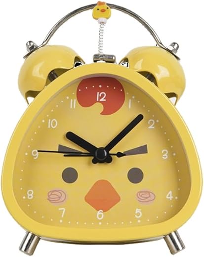 Kids Alarm Clock Coo-Coo Spring Chicken Digital Clock with Double Bells Loud Alarm Clock with Night Light for Girls Boys (Small Wing)