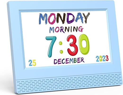 Kids Digital Alarm Clock Colorful, 7 Large LED Time Display Children's Sleep Trainer, Eye-Caring Digital Clock for Girls Boys Bedrooms Bedside, 17 Alarm Clock Settings Easy to Use Kids Birthday Gift