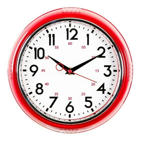 kieragrace KG Retro Retro Wall Clock 4 Pack Red Red Plastic