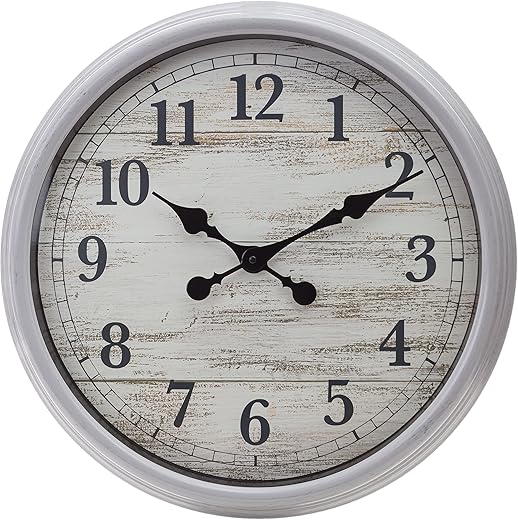 Kiera Grace Mallory Round Wall Clock, 20 x 20, Grey