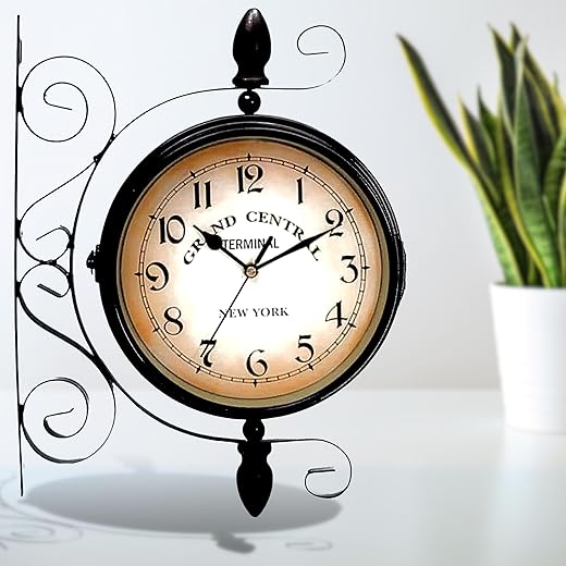 Killer's Instinct Outdoors Vintage Double Sided Vintage Industrial Wall Clock for Outdoor Decorative Wall Art Antique Decor Wall Office Silent Kitchen Wall Clock Steampunk