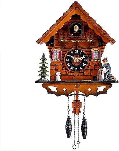 Kintrot Cuckoo Clock Traditional Black Forest Clock Antique Wooden Pendulum Quartz Wall Clock