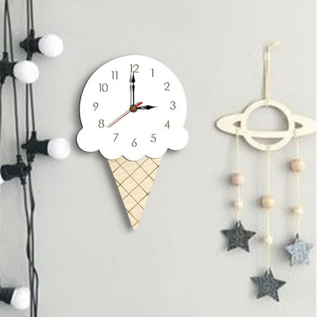 Kiplyki Wholesale Nordic Style Ice Cream Wall Clock Silent Wooden Clock for Home Living Room