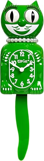 Kit-Cat Clock® Limited Edition CLASSIC GREEN LADY - Iconic Retro Cat Clock with Moving Eyes and Tail, Battery Operated Wall Clock, Made in USA, Perfect for Home Décor