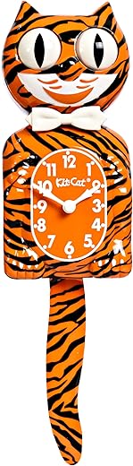 Kit Cat Klock Bengal Tiger - Exotic Pet Collection, Vintage Cat Klock with Moving Eyes and Tail - Battery Operated Wall Clock - Made in USA, Perfect for Home Décor, Unique Gift