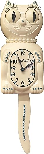 Kit Cat Klock Limited Edition Lady White Blue Crystals Jeweled Clock