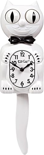 Kit Cat Klock® Limited Edition White - Iconic Retro Cat Clock with Moving Eyes and Tail, Battery Operated Wall Clock, Made in USA, Perfect for Home Decor, Modern Clock, Unique Gift