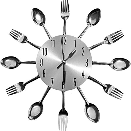 Kitchen Cutlery Wall Clock with Forks and Spoons Home Decor