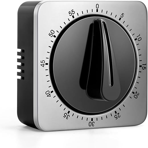 Kitchen Timers for Cooking, Chef Cooking Timer Clock with Loud Alarm,100% Mechanical Desk Timer - No Batteries Required - Magnetic Backing, Exquisite Stainless Steel Body - Countdown Reminder Magnetic