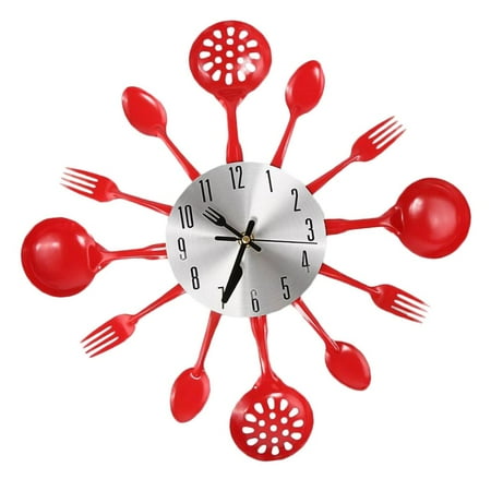 Kitchen Wall Clock 3D Kitchen Wall Clock Wall Room Red