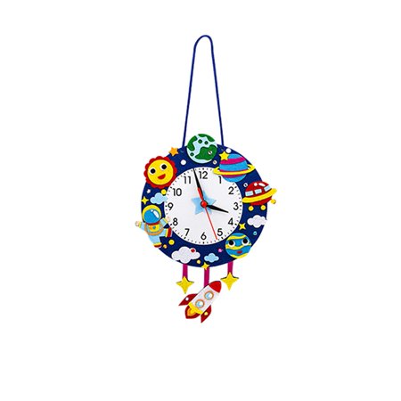 Kitem Kids Handmade Clock Toy DIY Making Non-woven Cartoon Clock Make Your Own Teaching Clock Toy Children Time Cognitive Educational Toys Birthday Gift