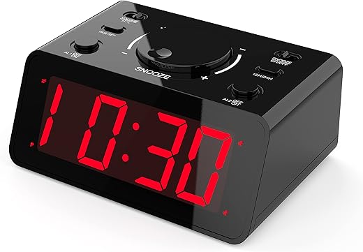 KWANWA Alarm Clock, Dual Alarm, 2-Level Alarm Volume, 3-Level Led Brightness, 12/24Hr, Snooze, Battery Operated, Alarm Clock for Adults, Alarm Clock for Bedroom