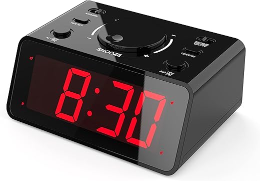 KWANWA Alarm Clock, Dual Alarm, Recordable 15S Voice, Adjustable 3-Level Led Brightness, 12/24Hr, Cordless, Snooze, Battery Operated Only, Loud Alarm Clock for Heavy Sleepers, Easy to Set