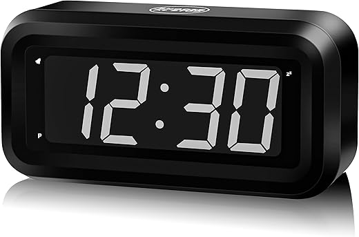 KWANWA Kids Alarm Clock, White Led Clock, Battery Clock, Auto-Night Mode, 12Hr/24Hr, Small Wall Clock, Travel Alarm Clock, Clock for Bedroom, Bedside Clock, Wall-Mount/Table-top, Easy to Read