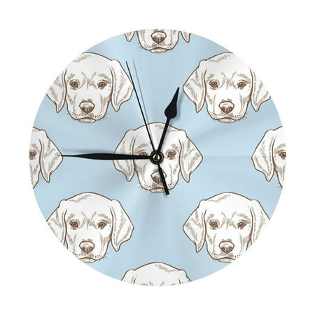 Labrador Retriever Dog Blue Wall Clock Silent Non Ticking - 10 Inch Battery Operated Modern Clocks for Living Room Bedroom Kitchen Bathroom Office Classroom, Decorative Clocks