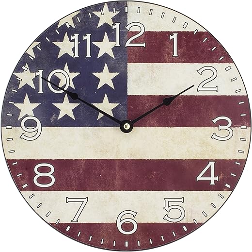 LaCrosse 404-2631F 12 in. Americana Decorative Quartz Analog Wall Clock, Multi-Color