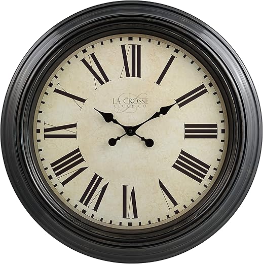 La Crosse 404-2658-INT 23-Inch Maxwell Quartz Wall Clock, Brown