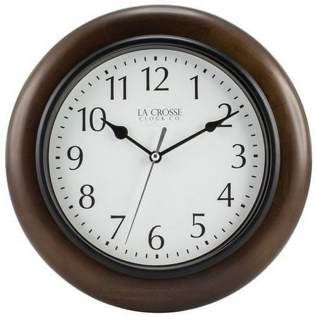 La Crosse Clock 10 In Brown Linwood Classic Analog Quartz Wood Wall Clock, 404-2625