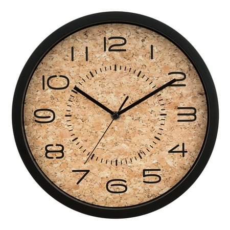 La Crosse Clock 12-inch Beige Felix Cork Silent Sweeping Quartz Analog Wall Clock, 404-3832