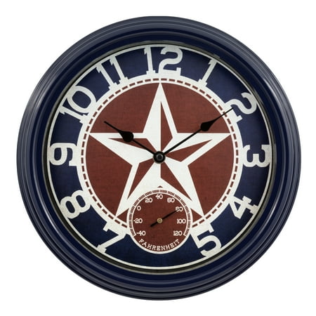 La Crosse Clock 12-inch Indoor/Outdoor Patriotic Quartz Analog Wall Clock, 404-3012TX