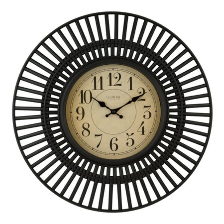 La Crosse Clock 20-inch Covington Contemporary Black Quartz Analog Wall Clock, 404-3051