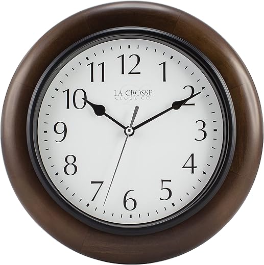 La Crosse Clock 404-2625 10 in Linwood Quartz Wood Wall Clock