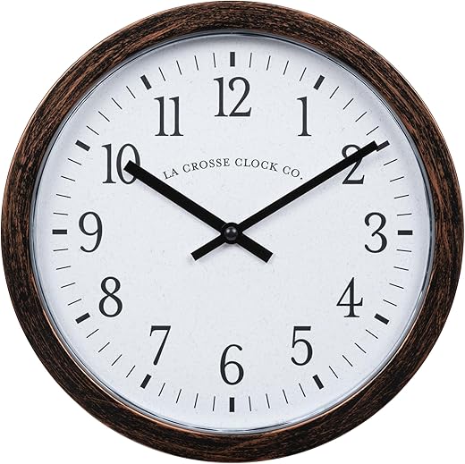 La Crosse Clock 404-3825HC 9.80-Inch Quartz Analog Wall Clock with Hidden Compartment