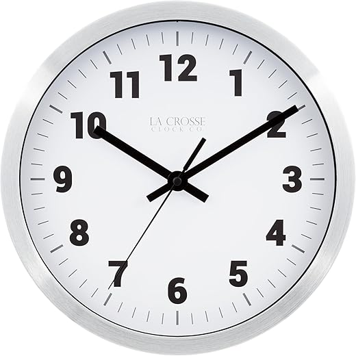 La Crosse Technology 10-in. Nash Analog Quartz Wall Clock, Silver