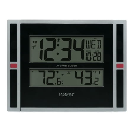 La Crosse Technology 11 WWVB Digital Clock with Temperature, Black