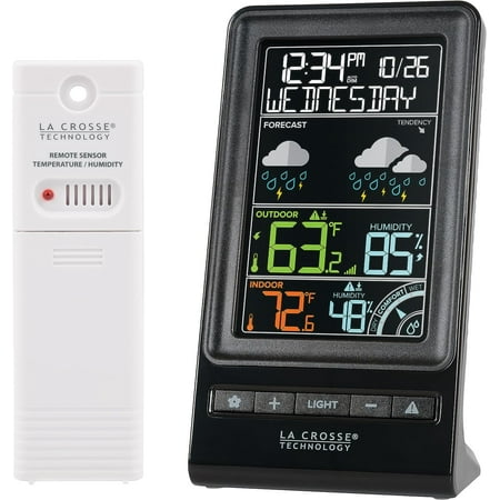 La Crosse Technology 308-1415C Digital Multi-Color Wireless Forecast Station, Black