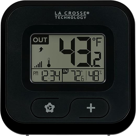 La Crosse Technology 308-147 Wireless Compact Digital Thermometer with Humidity, Black