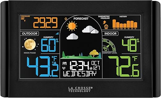 La Crosse Technology 308-27937-INT Wireless Color Weather Station with Bonus Display, Black