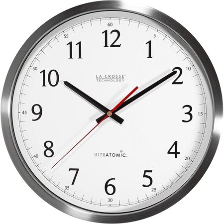 La Crosse Technology 404-1235UA-SS 14 Inch UltrAtomic Analog Stainless Steel Wall Clock, Pack of 5