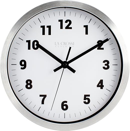 La Crosse Clock 404-2626 10-in. Nash Analog Quartz Wall Clock