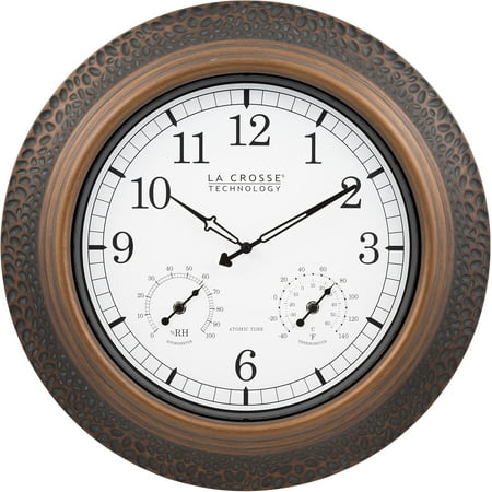 La Crosse Technology 433-3256A-INT 21-inch Bronze Indoor/Outdoor Atomic Analog Wall Clock