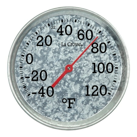 La Crosse Technology 8-In. Analog Galvanized Metal Weather Thermometer, 104-2822