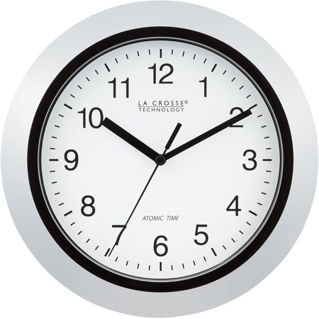 La Crosse Technology Atomic Analog WT-3102S-INT Wall Clock, 10 Inch, Silver