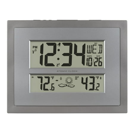 La Crosse Technology Atomic Digital Gray & Silver Contemporary Clock, 512-85937-Int