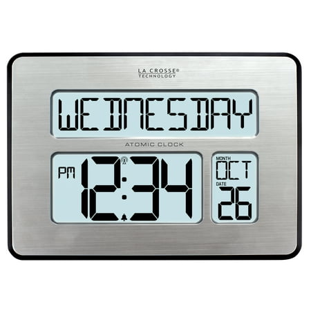 La Crosse Technology Backlight Atomic Full Calendar Clock with Extra-Large Digits, 513-1419BL-INT