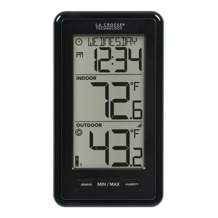 La Crosse Technology Battery-Powered LCD Wireless 2-Piece Digital Weather Thermometer Station with Hygrometer and Calendar, WS-9160U-BK-IT-CBP